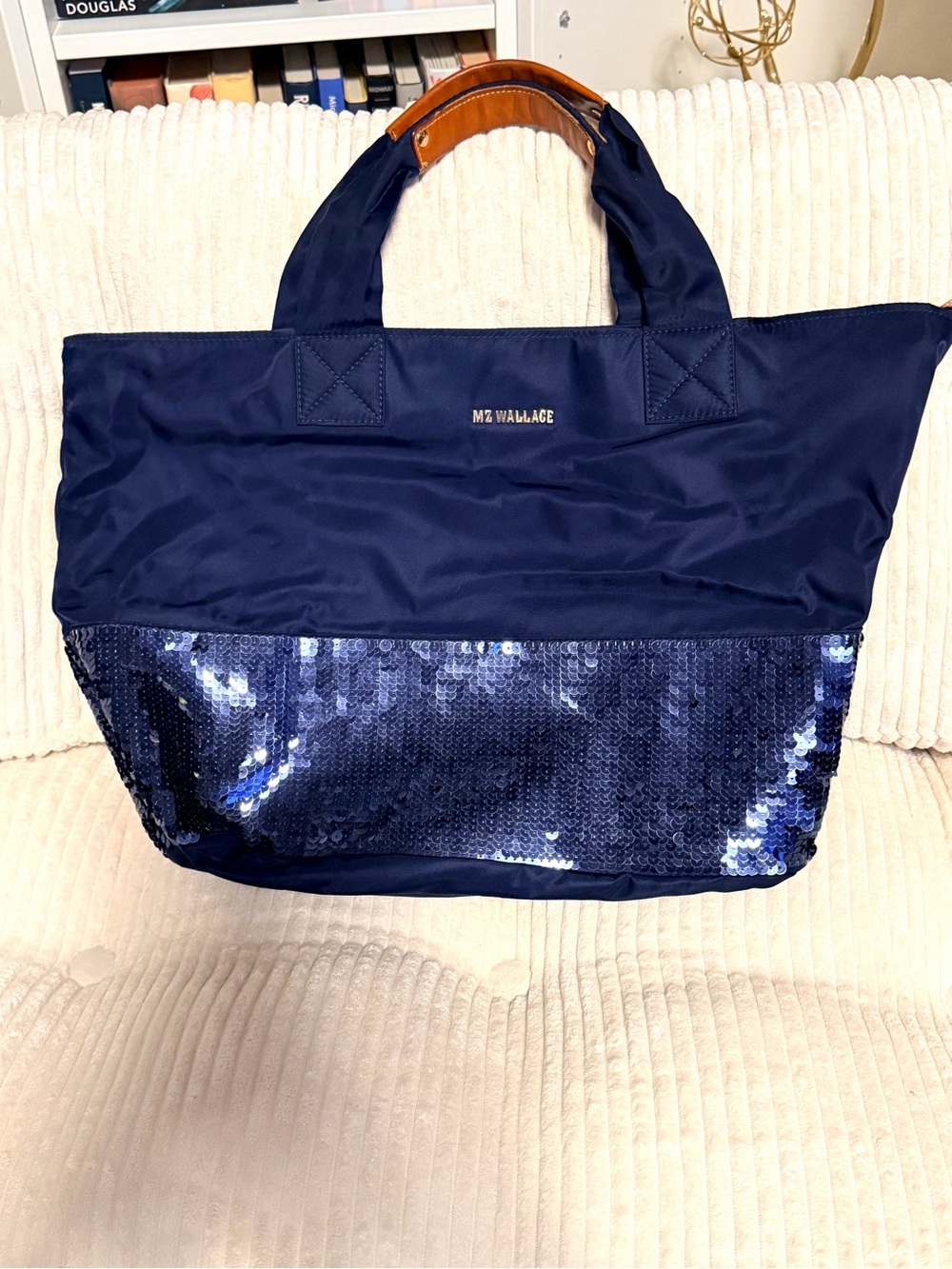 MZ Wallace Vintage Limited Edition Navy Satin & Sequin Tote